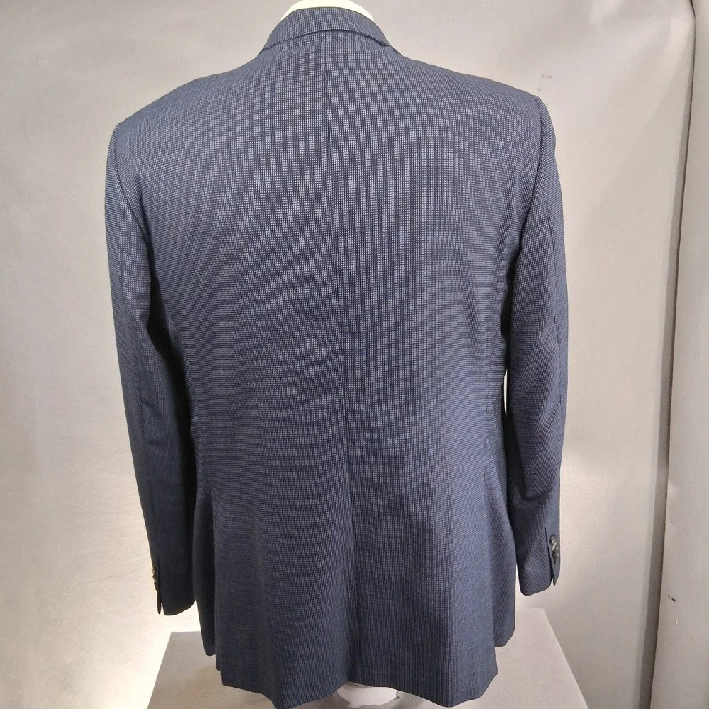 Cremieux Sport Coat Mens 46L Blue Birdseye Loro Piana Wool Blazer Double Vent